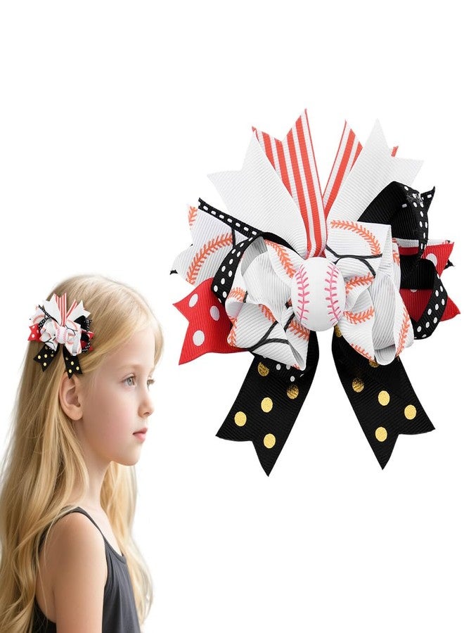 Borhmty Baseball Ribbon Hair Accessories for Women Girls Baseball Lovers Fans Birthday Christmas Gifts for Players Coaches Cheer Gifts for Cheerleaders Base Ball Bow Hair Clip for Women Girls - Image 1